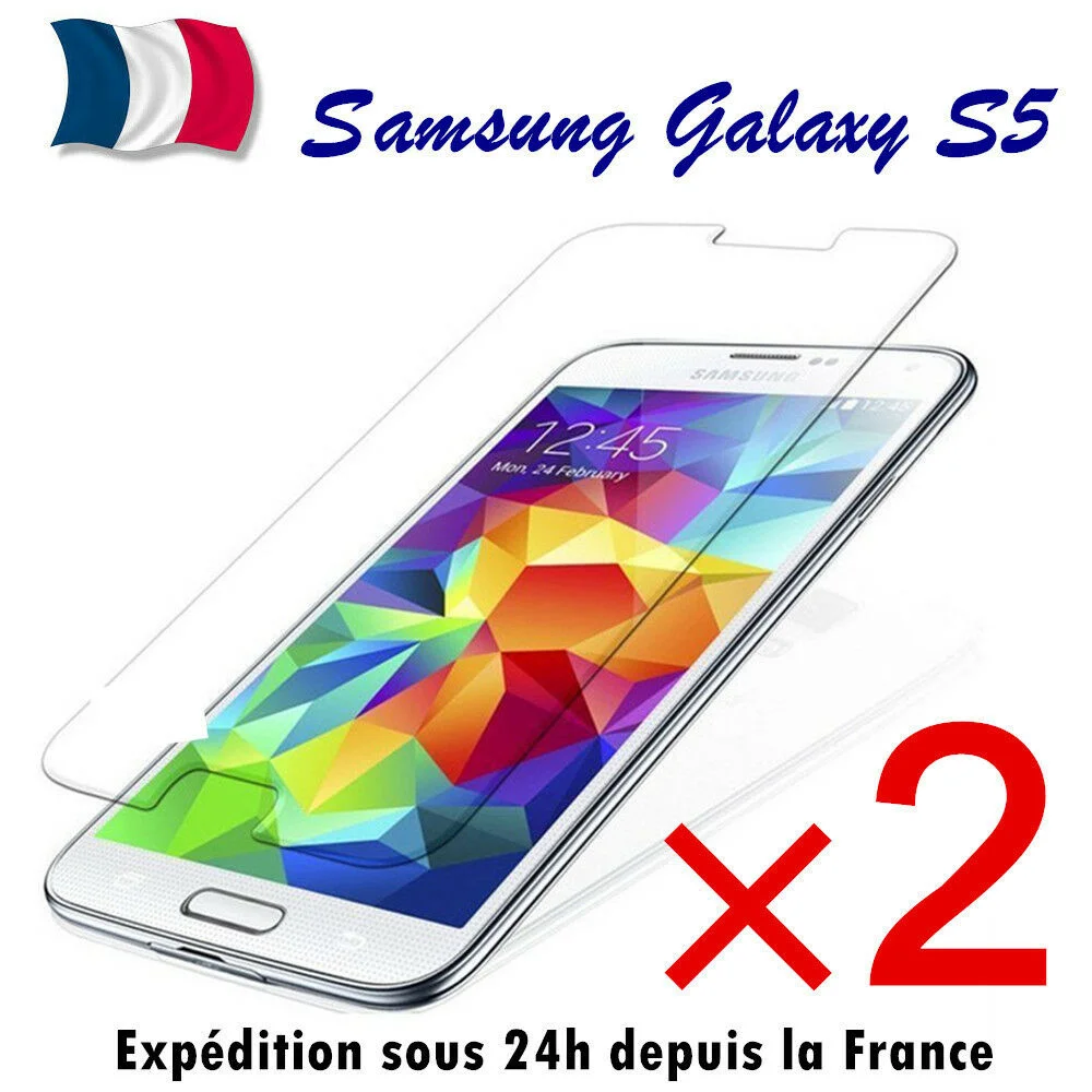 

Lot-2 Vitre protection VERRE tremp Film protecteur d'cran For Samsung Galaxy S5
