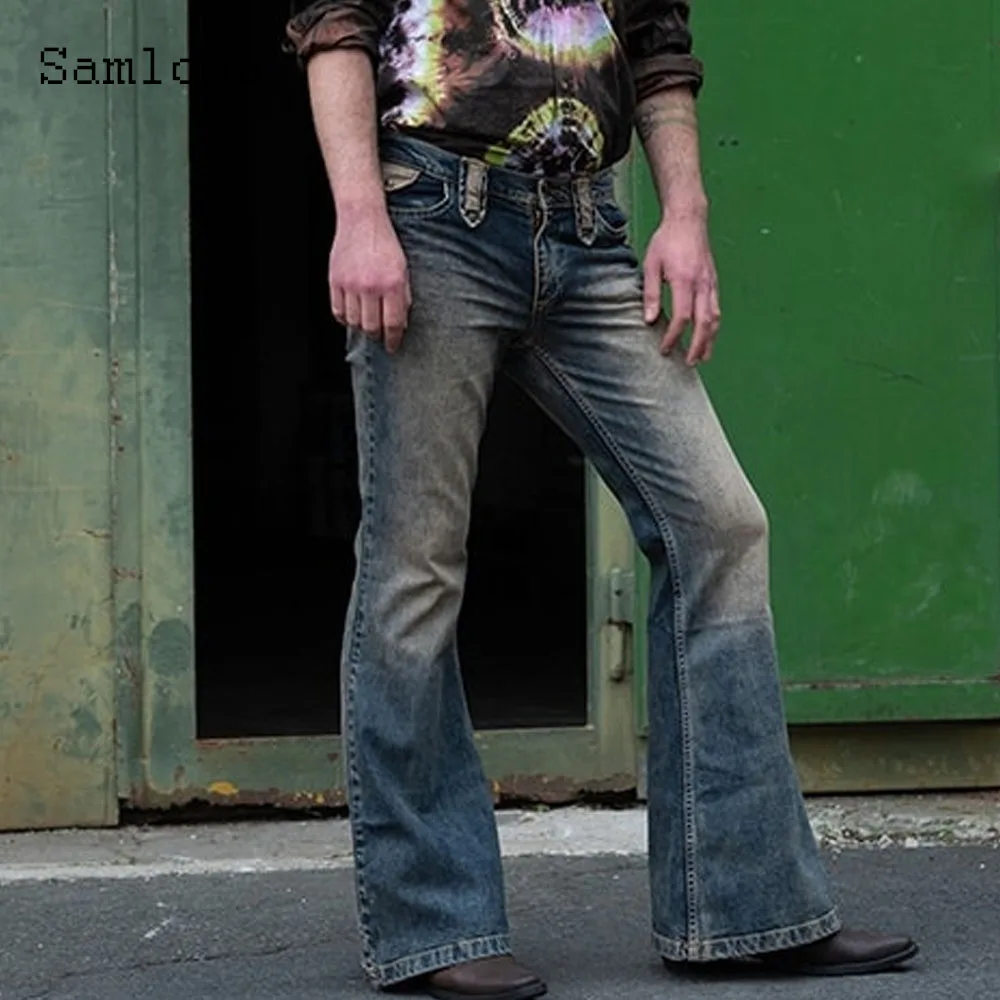 Plus size 3XL Men Jeans Boot Cut Denim Pants 2021 Slimming Bottoms Pant Male Patchwork Denim Jeans Pencil Trousers Mens clothing