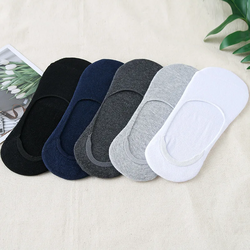 

5 Pairs/batch Fashion Boat-shaped Men's Socks Summer And Autumn Silicone Breathable Invisible Cotton Socks Ankle Slippers Socks