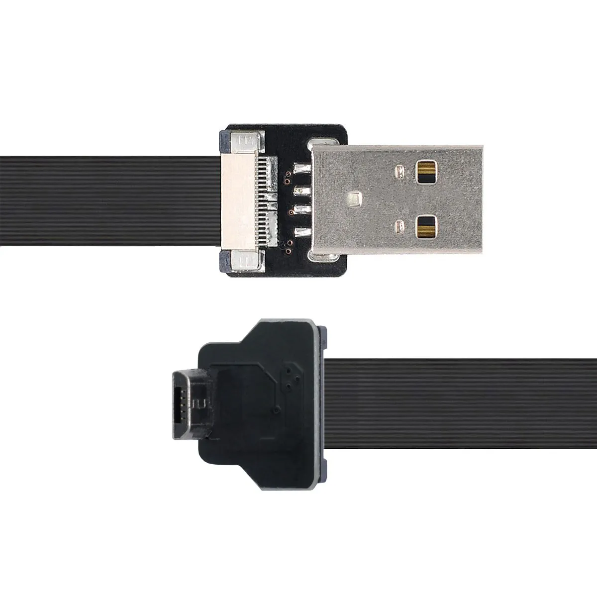 

CY CY Down Angled USB 2.0 Type-A Male to Micro USB 5Pin Male Data Flat Slim FPC Cable for FPV & Disk & Phone