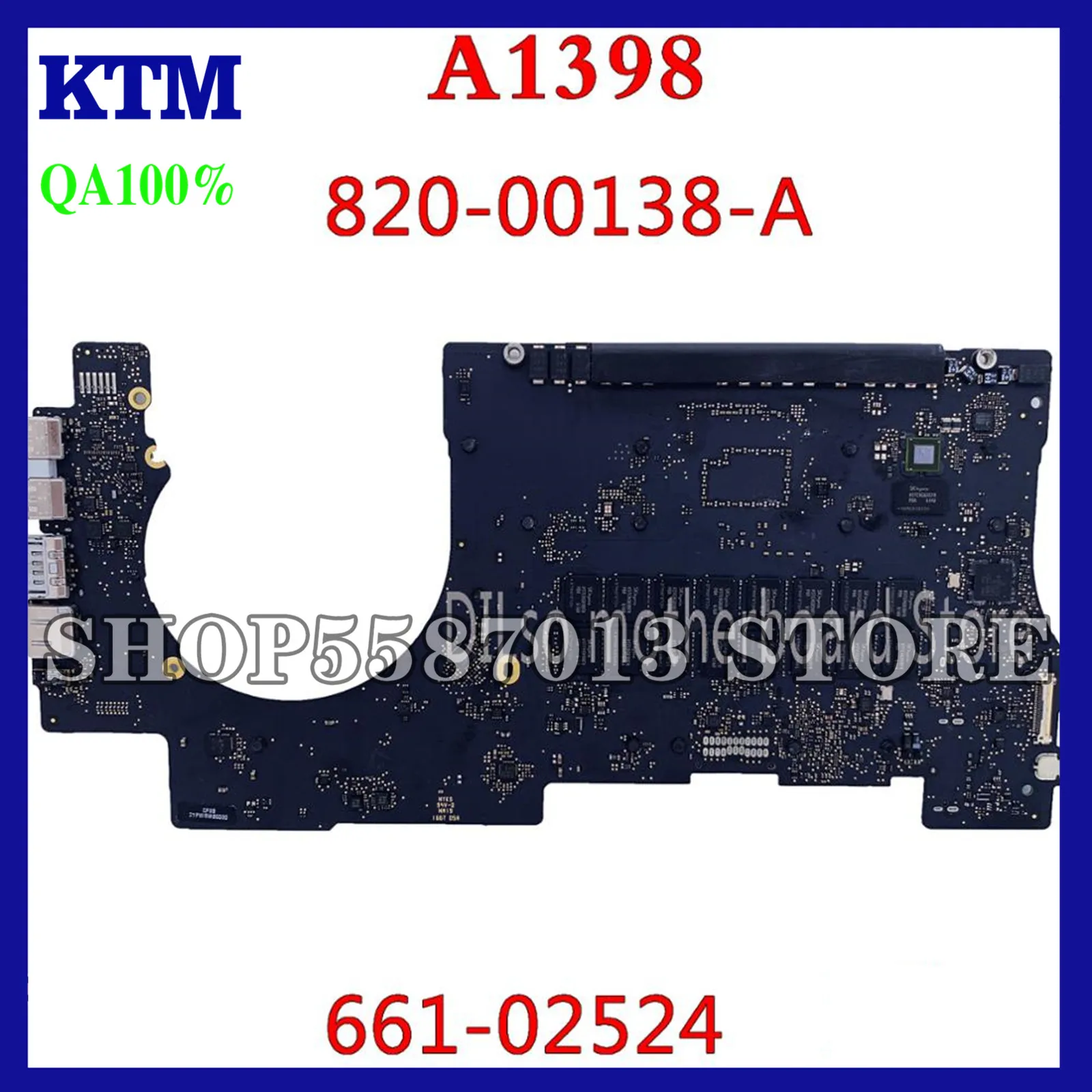 

KEFU 661-02524 FOR MacBook Retina Pro 15" A1398 Logic Board I7-4770HQ 2.2GHz 16GB RAM 820-00138-A Motherboard original test