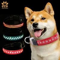 led rechargeable luminous pet dog collar carved leather luminous dog collar safe durable individual 4 patterns 250 mah
