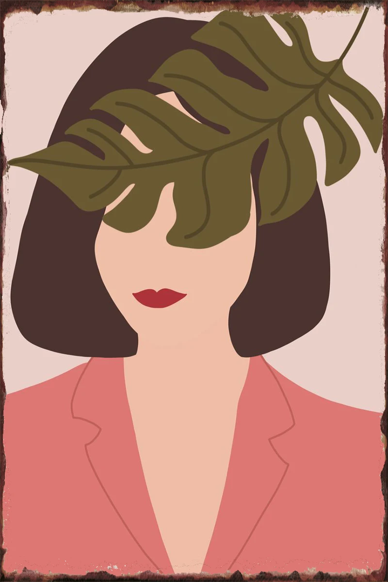 

Жестяные тарелки Monstera Girl, декор для стен, декор комнаты, Ретро винтажный металлический знак, жестяной знак для художественного паба, дома, кл...