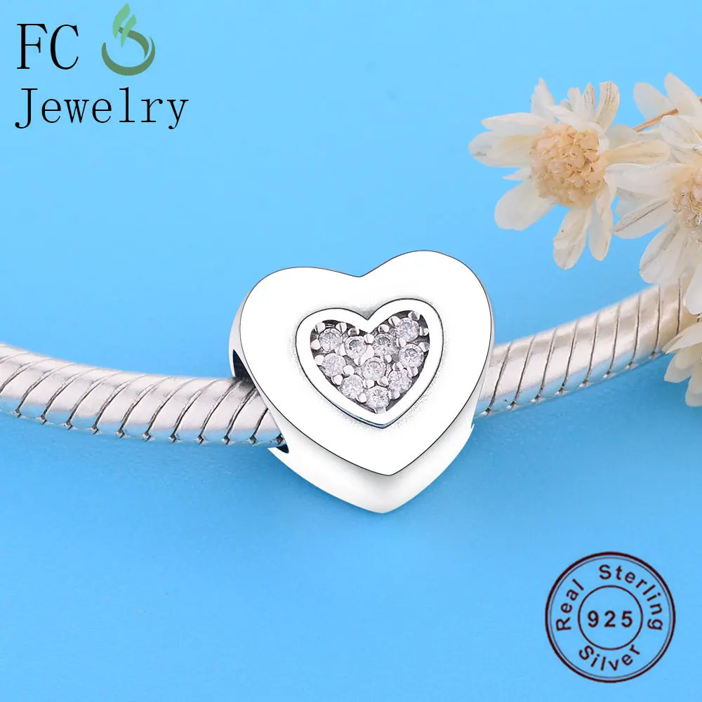 FC Jewelry подходит для оригинального BrandCharm браслета 925 пробы серебро сердце