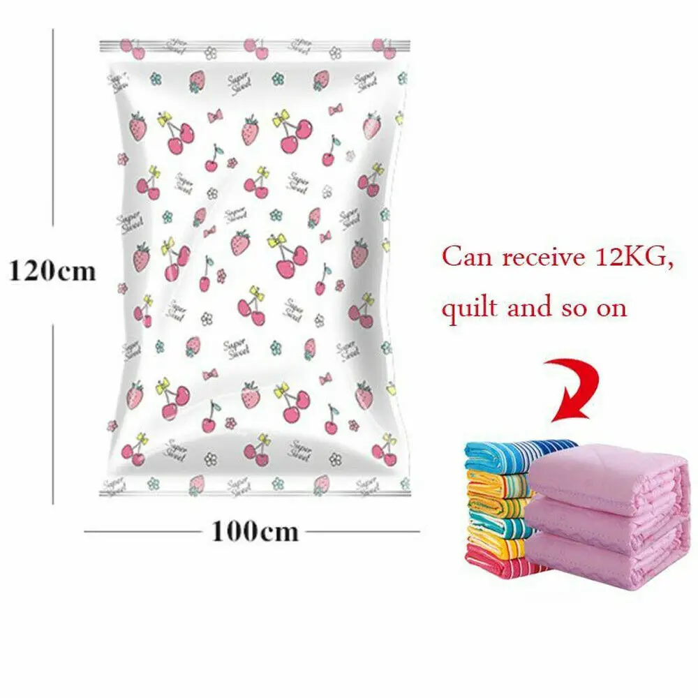 Size 100x120cm Прочные вакуумные пакеты для хранения одежды с клапаном VAC Экономия пространства прозрачный сжатый Органайзер Мешок вакуумный насос - Цвет: Size 100x120cm