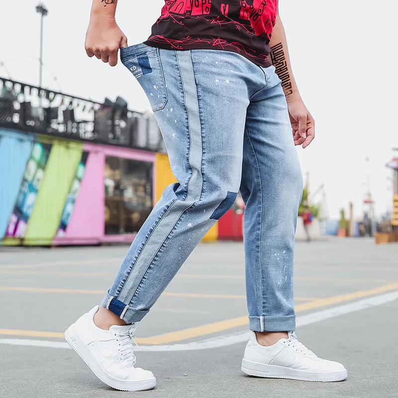 

New Fashion 2020 Denim Man Stretch Jeans Mens Desinger Bike Classic Straight Plus Size 28-44 46 48 Hip Hop Punk Streetwear