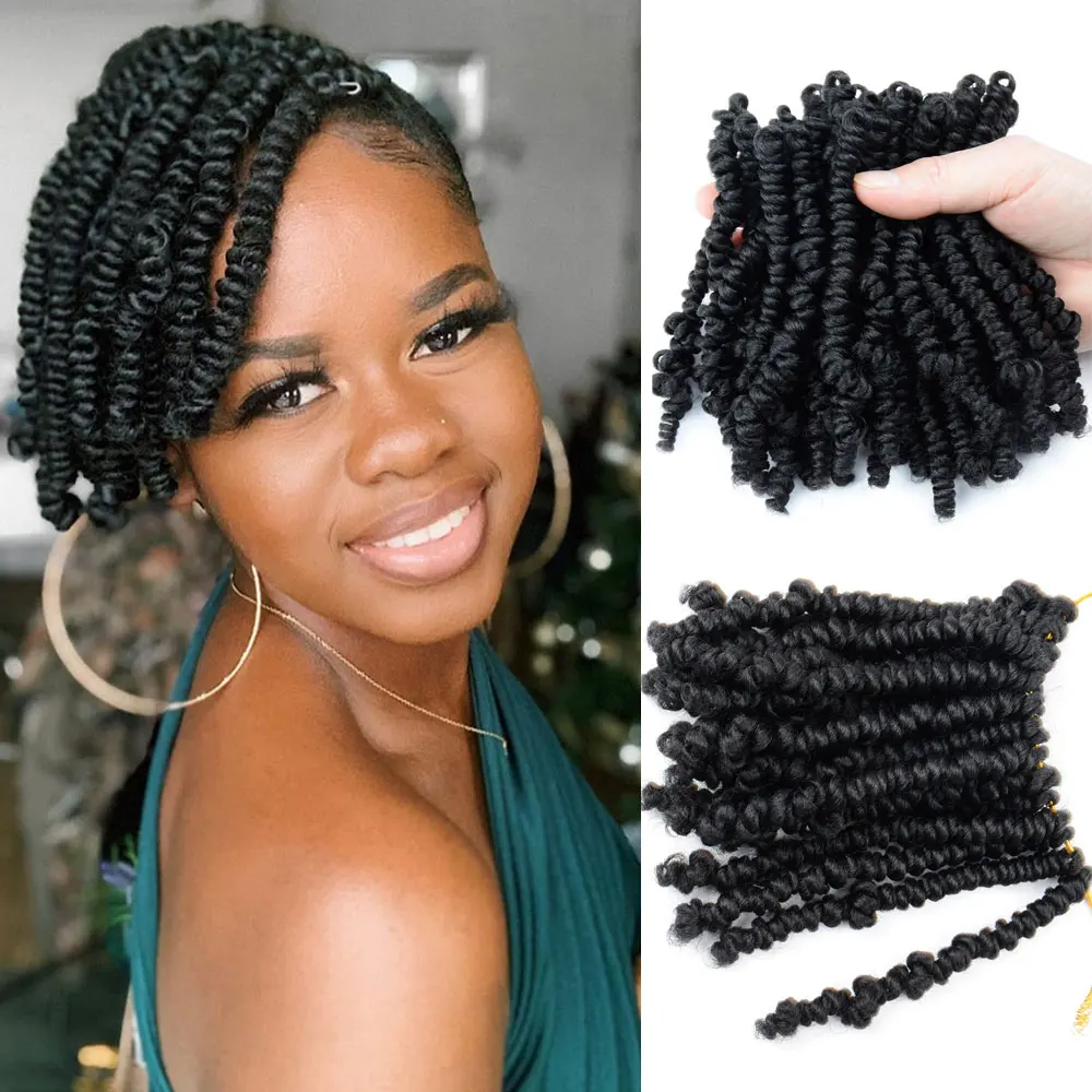 Bob Spring Twist Hair 6 inch Pre-twisted kids Crochet Hair Spring Twists Crochet Braids Synthetic Braiding Hair Extensions