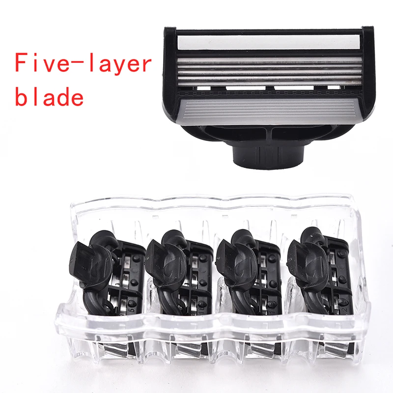 

4pcs/lot Razor Blade For Men Face Care 5Layers Shaving Cassette Stainless Steel Safety Blades Suit Set
