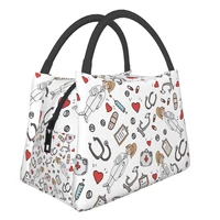 noisydesigns cartoon nurse pattern portable lunch bag outdoor food bag oxford cloth large insulation meal bag picnic handbag