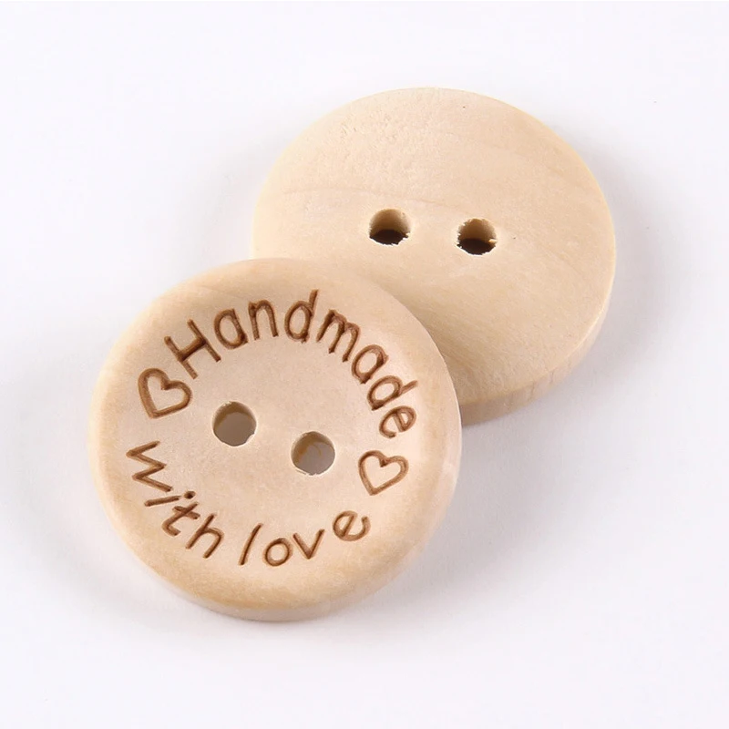 

50Pcs Round Wooden Buttons Natural Color Handmade Button 2 Holes Baby Sewing Buckle 15MM 20MM 25MM 30MM Buttons For Clothing DIY