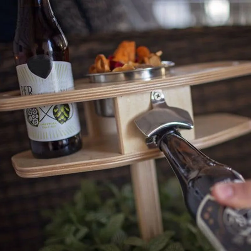 

Outdoor Folding Insert The Ground Wooden Wine Rack Simple Removable Wooden Beers Rack for Travel Portable Tool KI