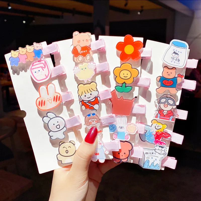 

2021 New Cute Cartoon Hairpin Children Baby Princess Little Girl Side Hairpin Animal Flower Side Clip Hair Ornament Headdress