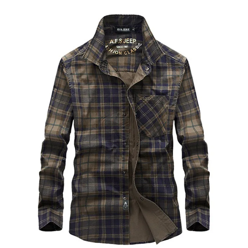 Мужская клетчатая дышащая уличная рубашка с длинным рукавом топы из 100% хлопка