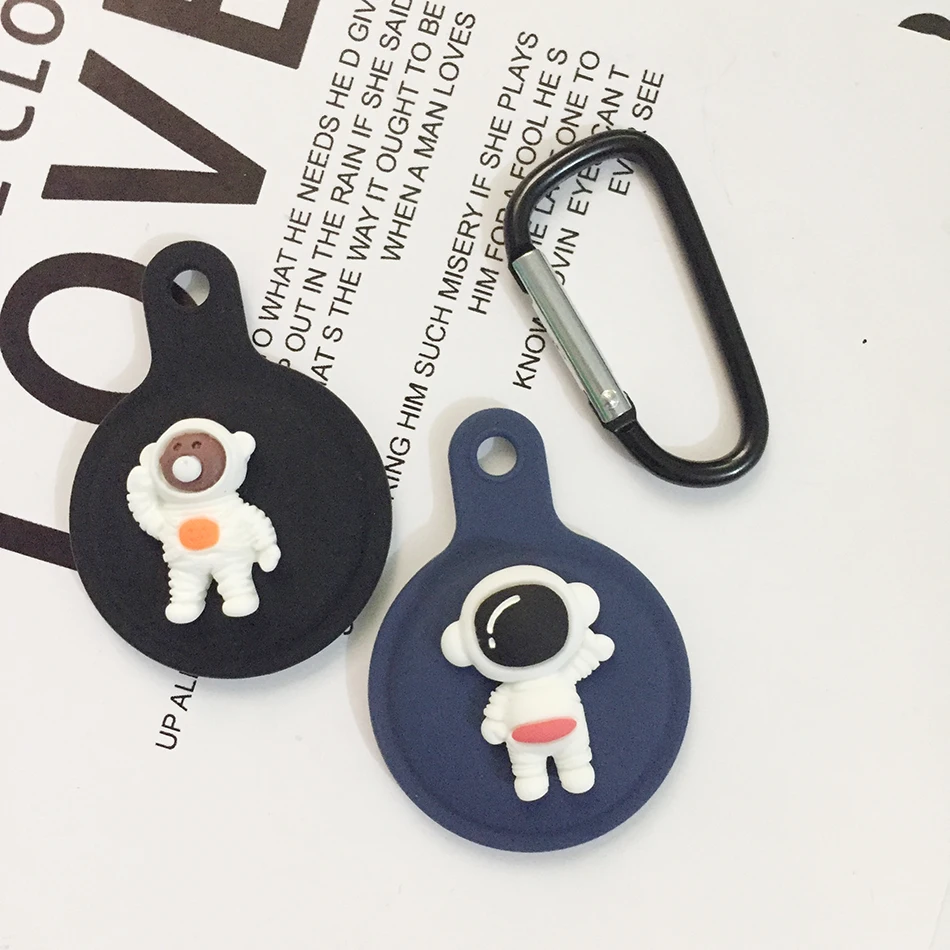 

For AirTag Case Cartoon Anti-lost Silicone Protective Case Key Hook For Air Tags Locator Tracker Case Astronaut Protection Cover