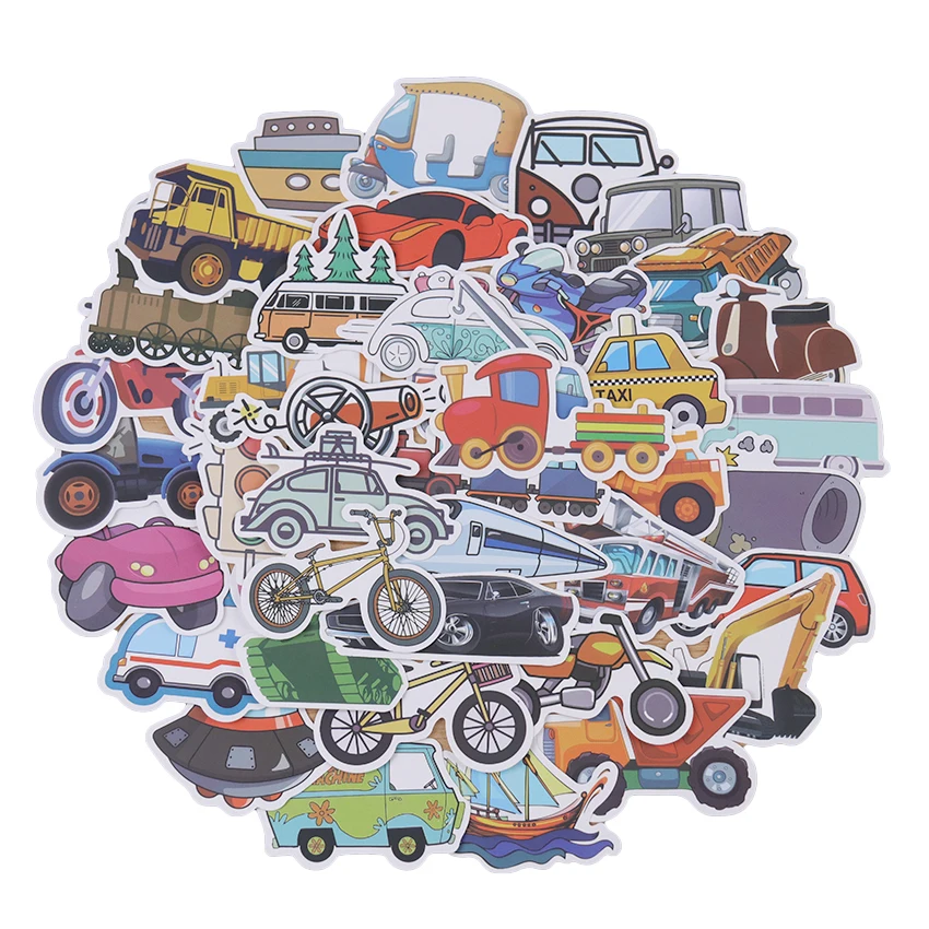 

40PCS Cartoon Car Means Of Transportation PVC Waterproof Graffiti Kids Toys Stickers For Suitcase Motorcycle Skateboard Sticker