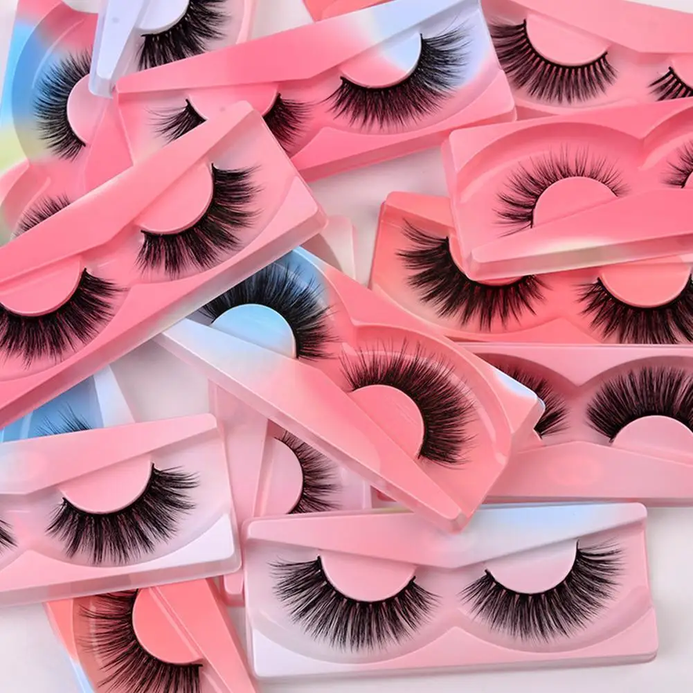 

1 Pair 3D Natural Long Volumized False Eyelashes Mink Volume Fluffy Makeup Eyelashes Natural Lashes Dramatic Reusable V3I6