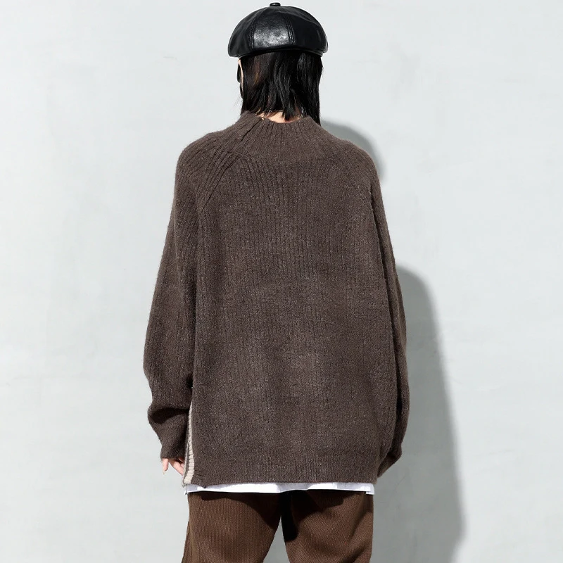 

Size Striped Big Knitting Sweater Loose Fit Round Neck Long Sleeve Women Pullovers New Fashion Autumn Winter 2021 1DD3718