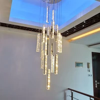 modern luxury golden silver led crystal chandelier nordic duplex building spiral staircase chandelier dining room art chandelier