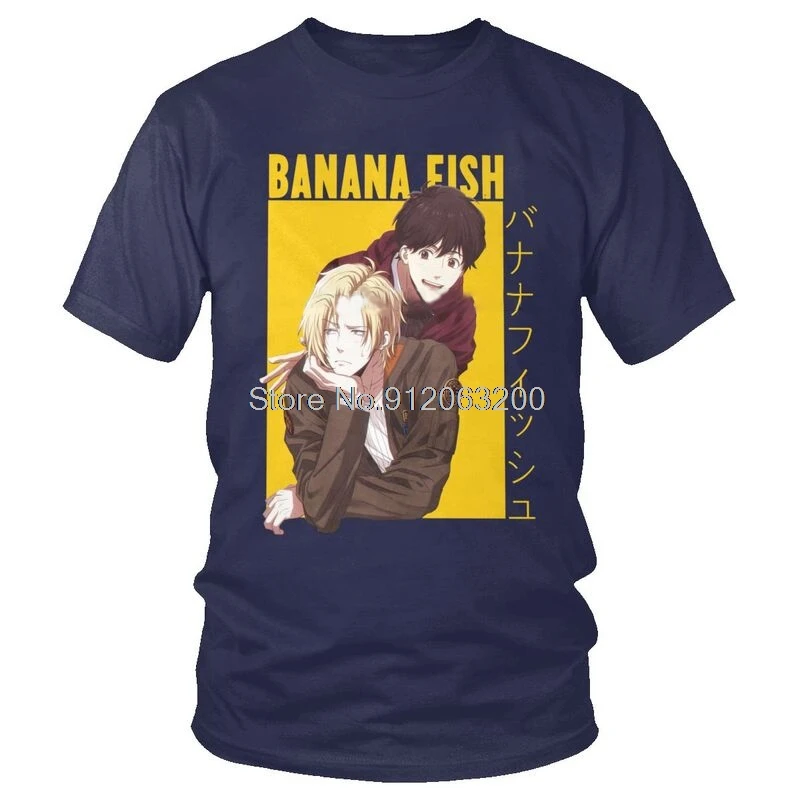 

Fish Banana Ash Lynx T-shirt Men Fashion T Shirt Short Sleeve Cotton Otaku Anime Manga Eiji Okumura Tshirt Unique Tee Tops
