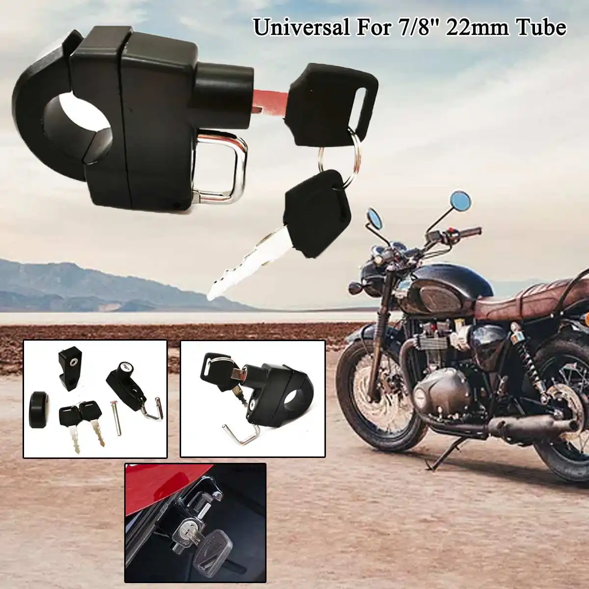 

Универсальный замок для шлема, 22-26 мм, крючок-вешалка для мотоцикла и скутера 7/8 дюйма, Противоугонный замок для шлема Honda, Yamaha Kawasak