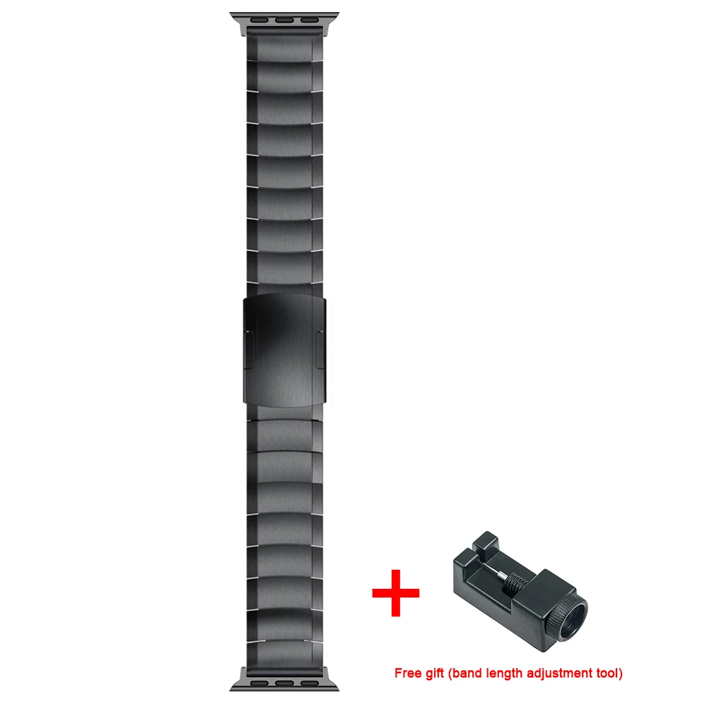 Складная застежка из нержавеющей стали ремешок для Apple watch band 44 мм 42 мм 40 мм 38 мм ссылка браслет для iWatch серии 4 5 металлический ремешок для часов - Цвет ремешка: Black