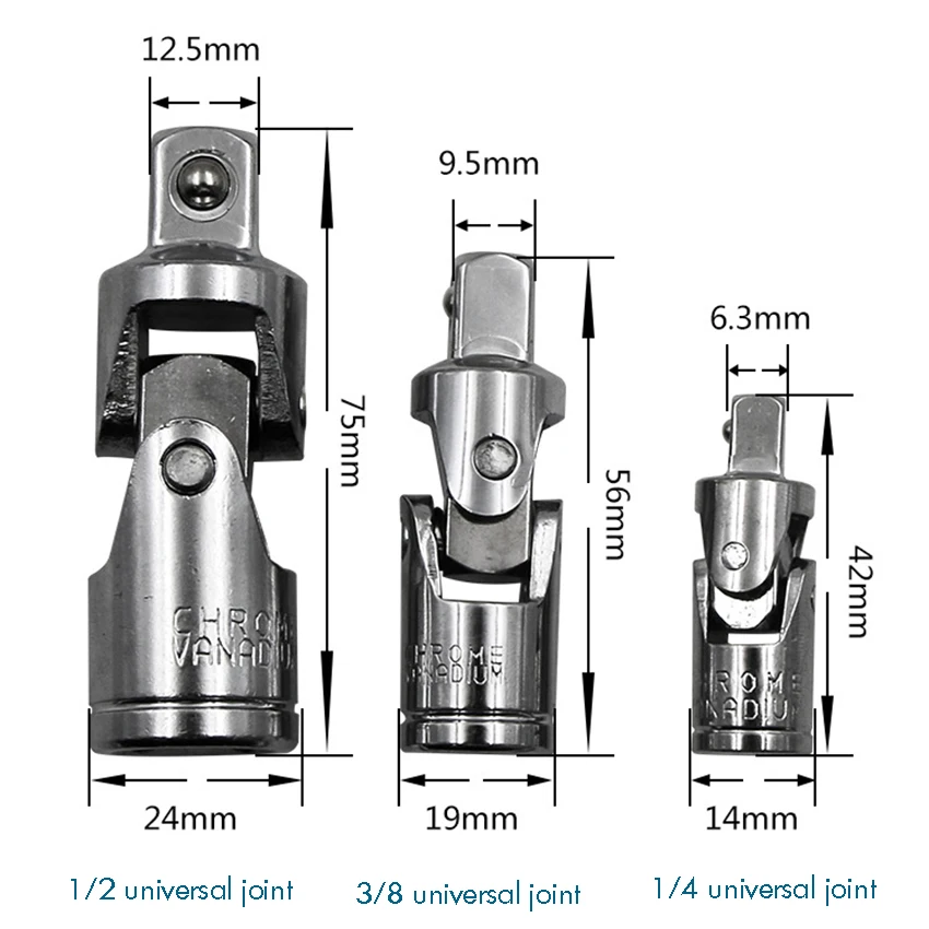 

1/4 3/8 1/2 Chrome Vanadium Steel Sleeve Adapter Converter Drive Socket Wrench Adapter Wrench-sleeve Joint Converter Hand Tools