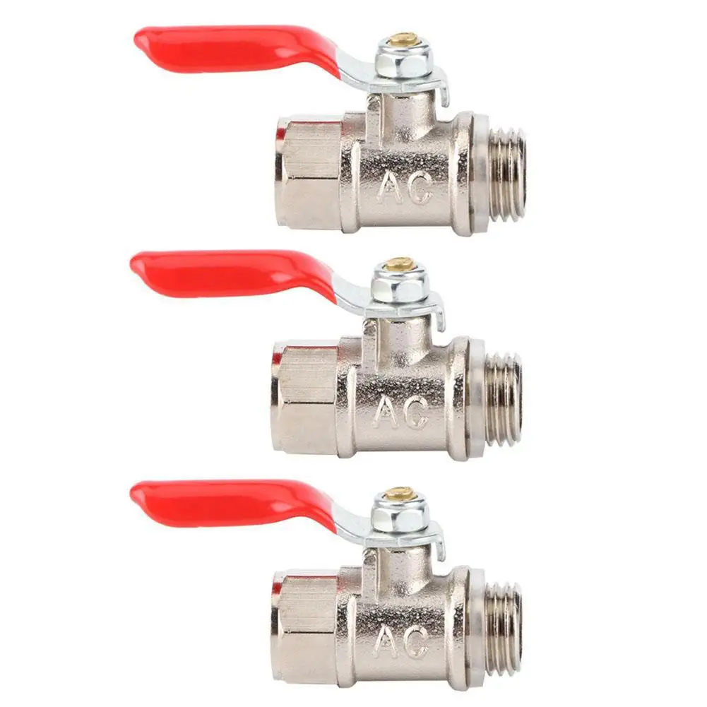 3Pcs Stainless Steel Ball Valve Switch Heavy Duty Globe With Red Handle Thread Pipe Fittings For Home Garden Factory - купить по