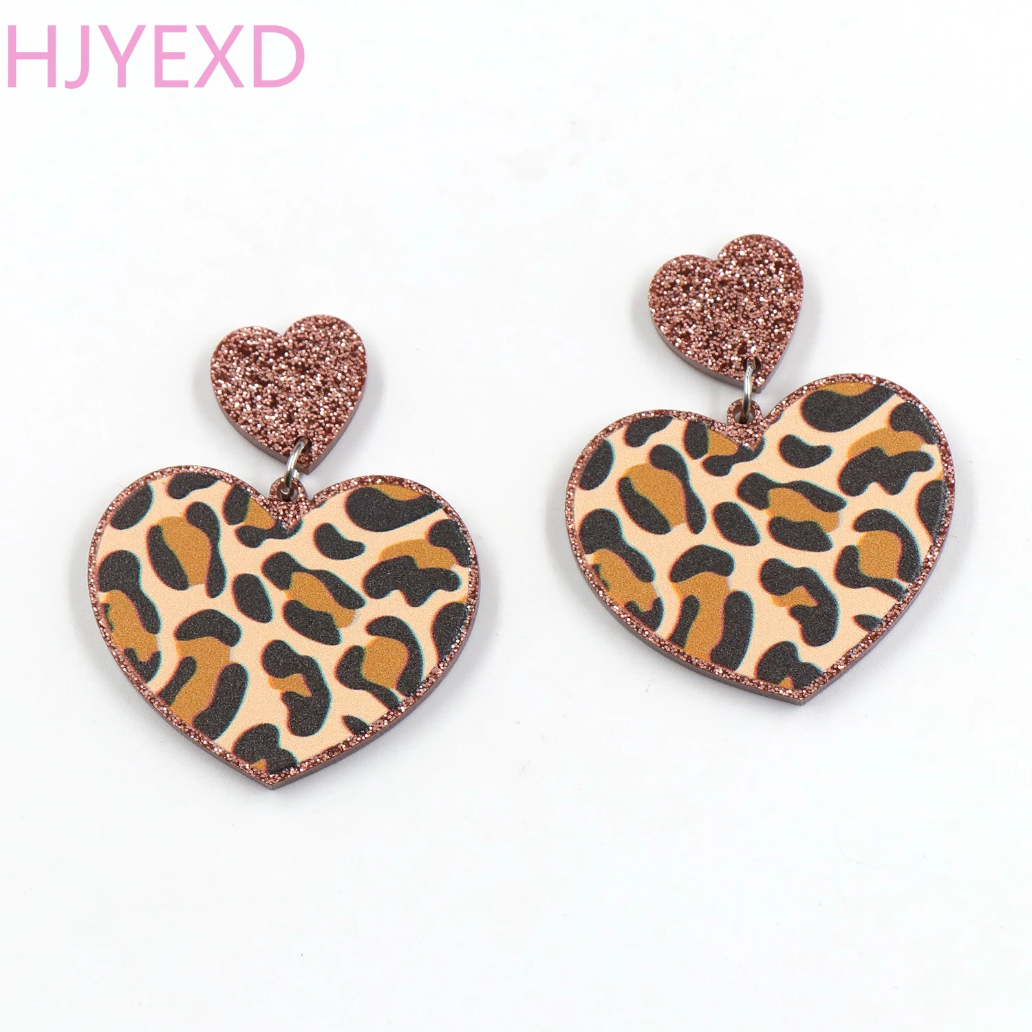 

（1pair）1.4IN (35mm) Valentine Gift For Her Leapord Heart Earrings Laser Cut Acrylic Earrings