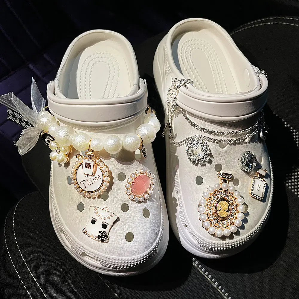 

Summer Clogs Women Sandals DIY Accessories Shoes For Women Breathable Non-Slip Beach Slippers 6CM High Heels Female Sandalias