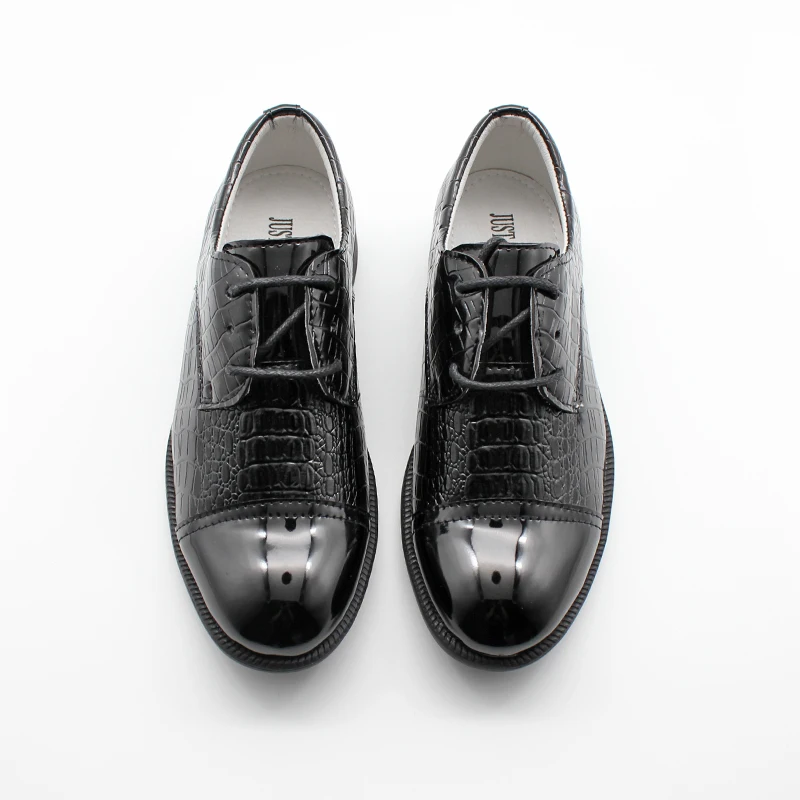 Для маленьких мальчиков дети из PU искусственной лакированной формальная черная