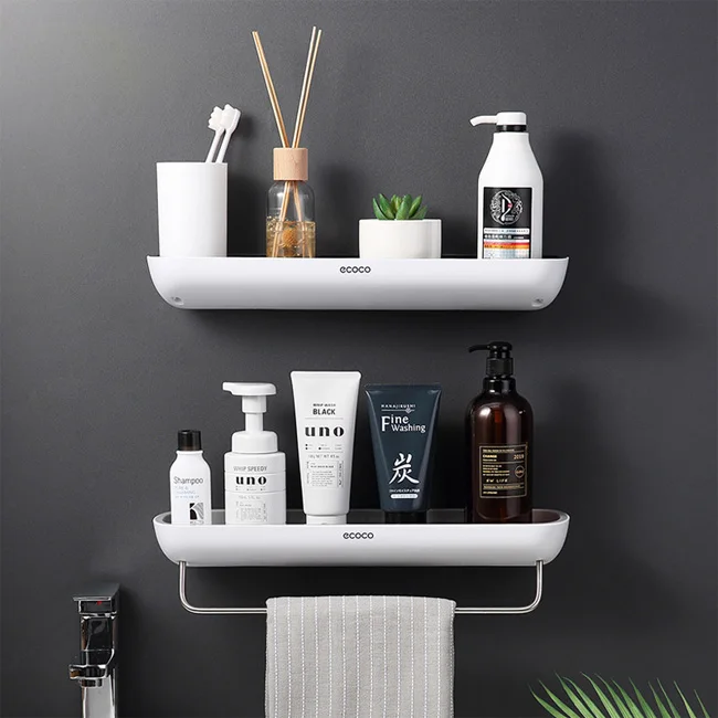 

Multifunction Household No Drilling Plastic Sucker Wall Mounted Kitchen Toilet rack Shelf Bathroom Rack Storage