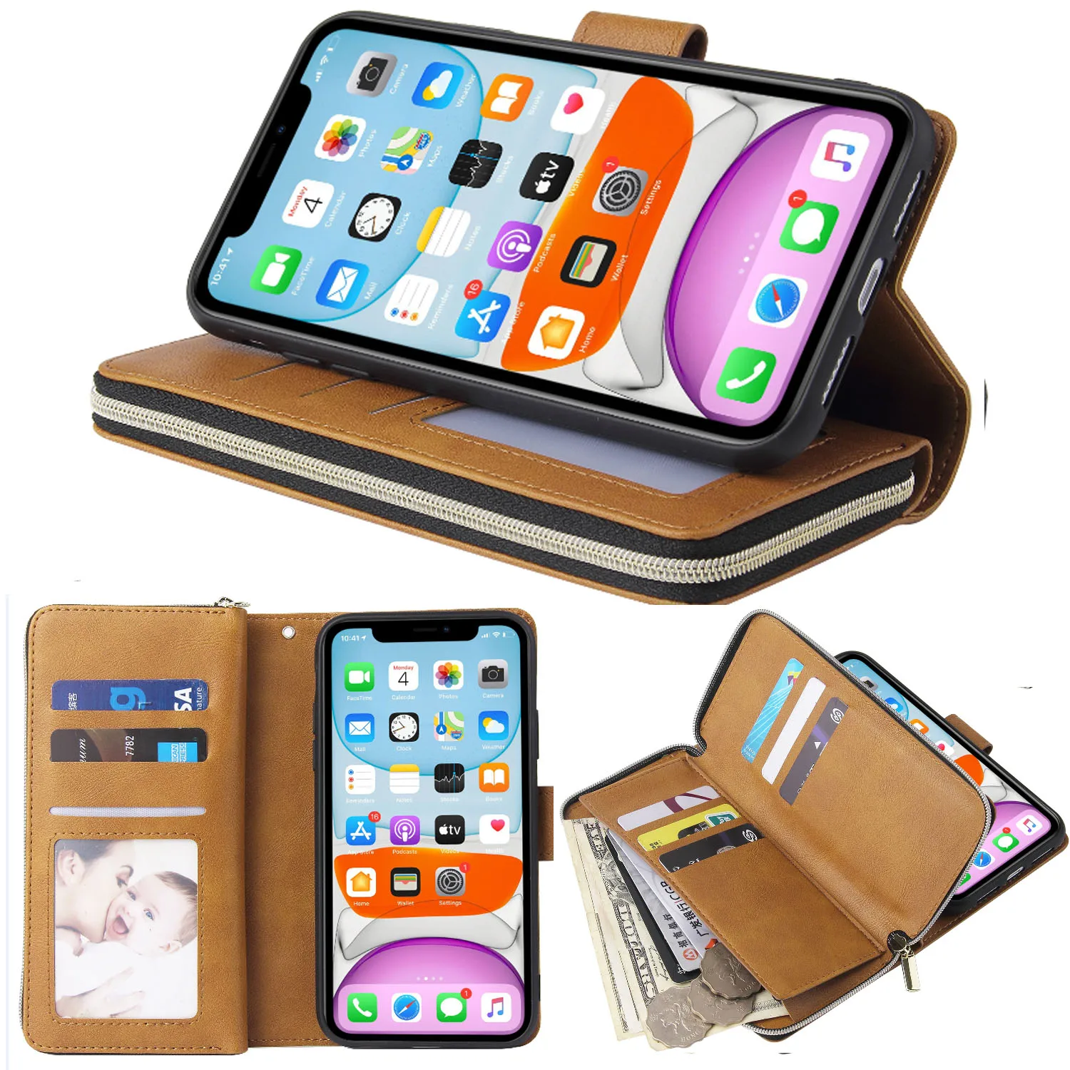 

Luxury Zipper Wallet Leather Case For LG G3/G4/G5 Case Cover Flip Magnetic 9 Card Ultra thin For LG G6/G7/G8 ThinQ Case Cover