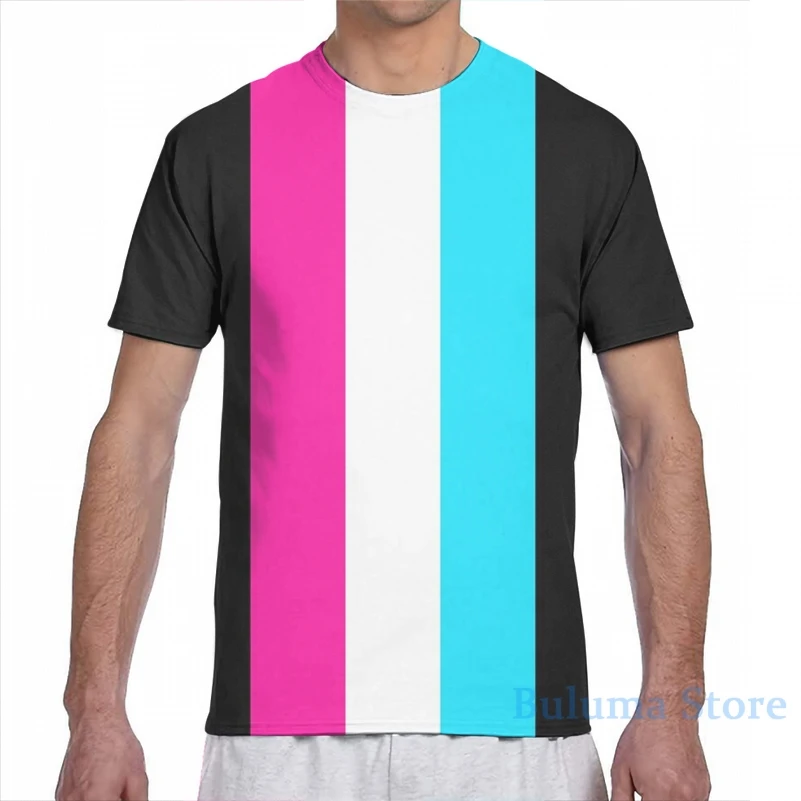 А ля 60ые розово голубой полосой Mod для мужчин футболка женщин со сплошным принтом