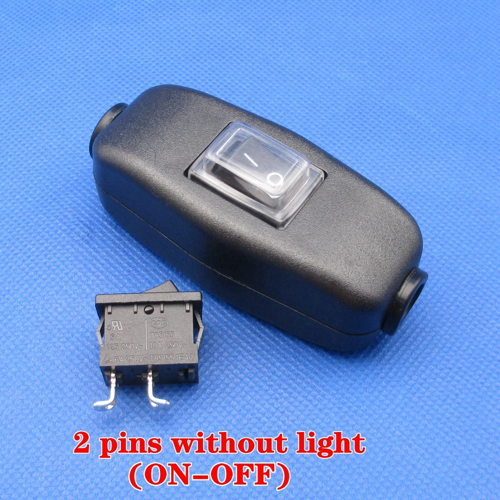2 pins without light 1 шт. ВКЛ/ВЫКЛ для настольная лампа кровать светильник шнур из водонепроницаемого материала в линии кулисный переключатель Запчасти комплект со светодиодным индикатором светильник 6A250V 10A125VAC - Цвет: 2 pins without light
