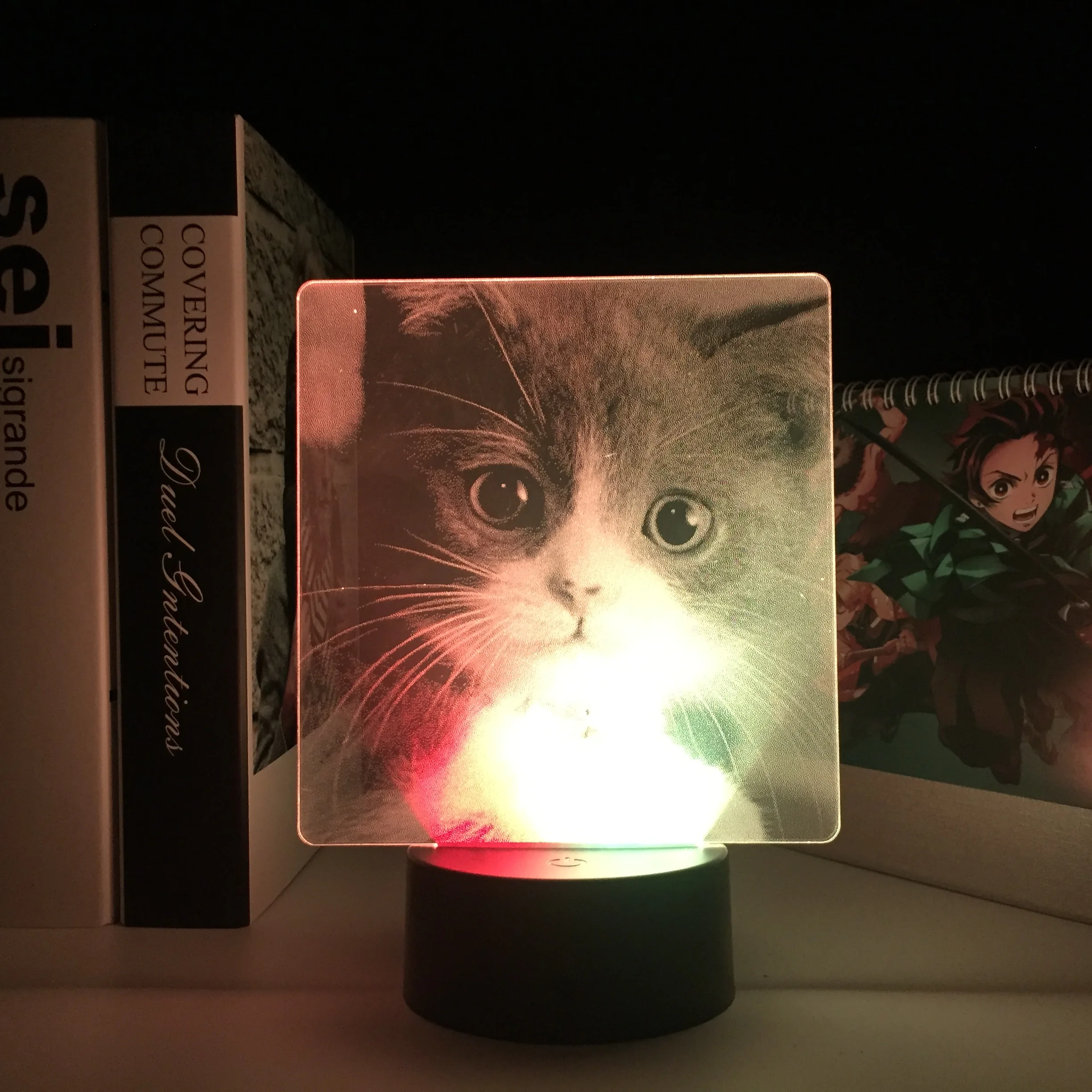 

Cute Cat Pattern 3D Lamp White Cracked Base Visual Illusion Acrylic Light Guide Plate for Children Couple Festival Birthday Gift