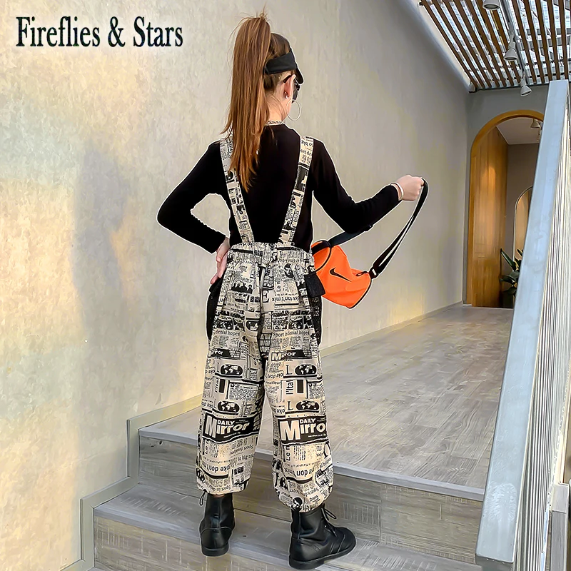 Весенне-осенний комплект из 2 предметов для девочек футболка + штаны на подтяжках