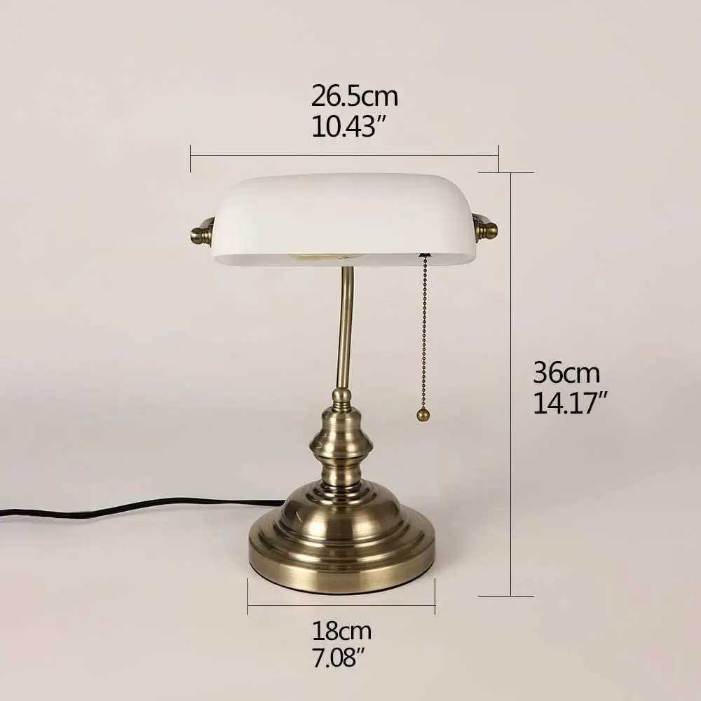 

Classic Retro Bankers Lamp Table Lamps Traditional Pull Chain Switch Brass Finish Antique Desk Lamp for Home Office Bedroom