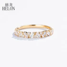 Свадебное кольцо HELON с муассанитом, Уникальный Бриллиант с круглой огранкой, позолота 10 к 14 к, желтое, розовое, белое золото, обручальное кольцо