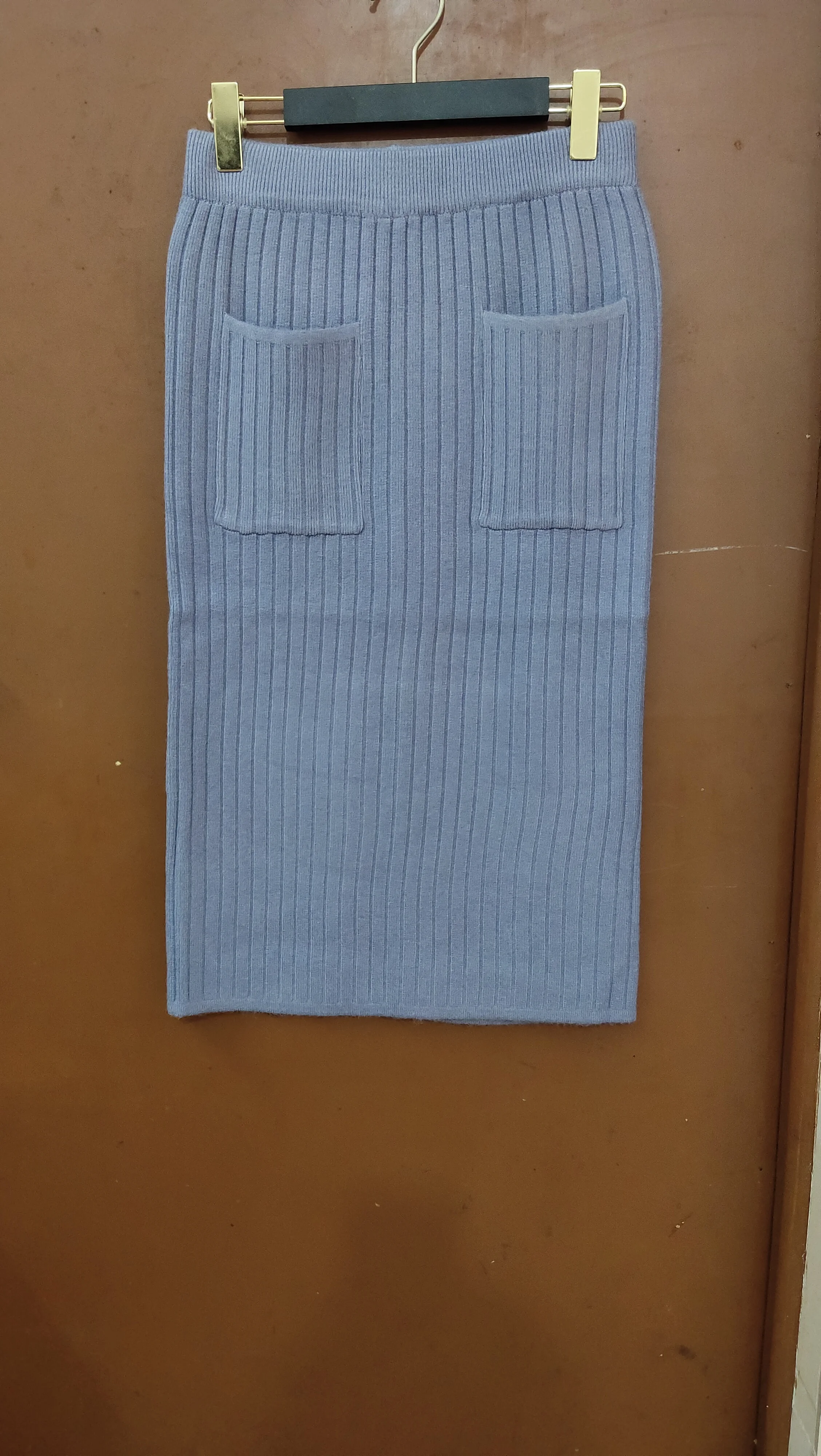 

New Knitted Skirt Womens Jupe Back Slit Elegant Bodycon Midi Pencil Skirt Spring Femme Faldas Elastic High Waist Knitting Skirts