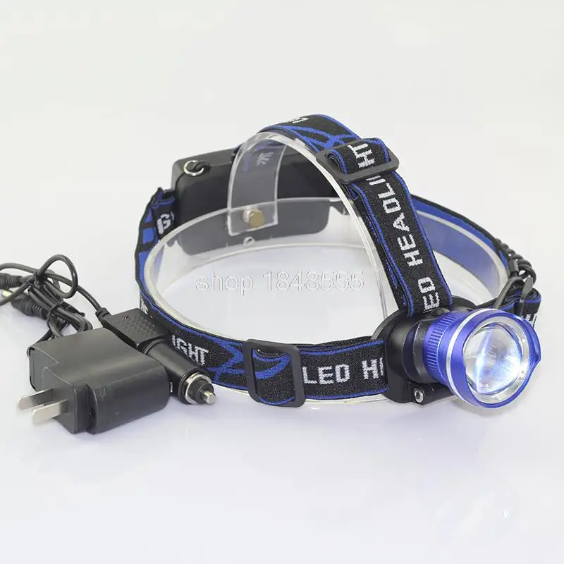 

Led flashlight fish eye Head Torch lamp headlight T6 headlamp Zoomable Adjust Focus frontale lantern fishing + AC Car Charger