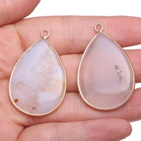 natural stone white agats necklace pendants water drop shape agats pendants for jewelry making diy necklace size 25x40mm