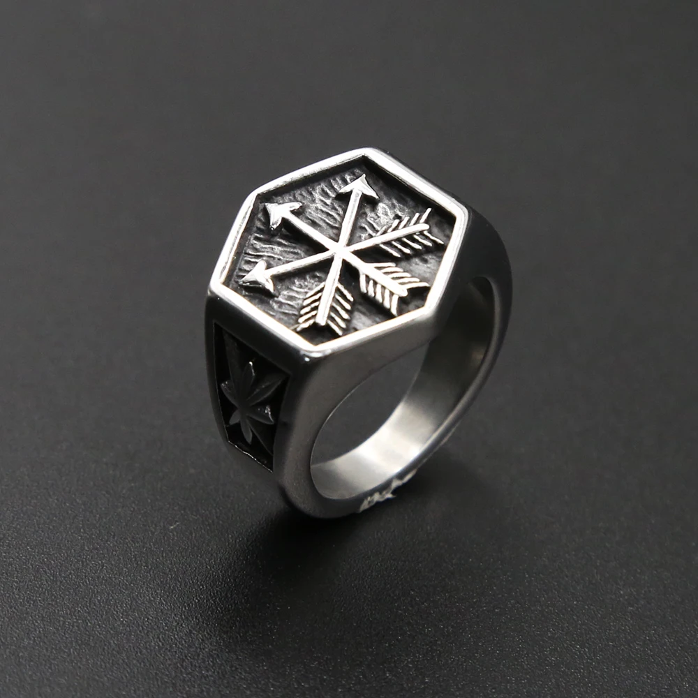 Винтажное кольцо для стрел в стиле викингов стиль панк 316L нержавеющая сталь