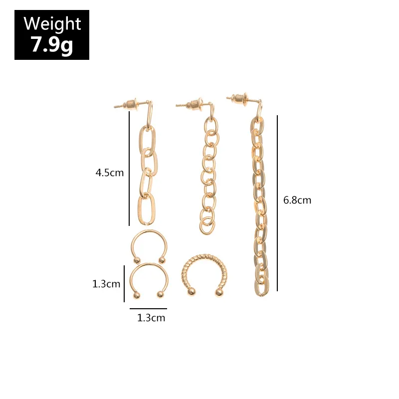 

2020 Wholesale European and American Jewelry Wholesale Punk Cold Wind Earrings Simple Tassel Earrings C-shaped Earrings