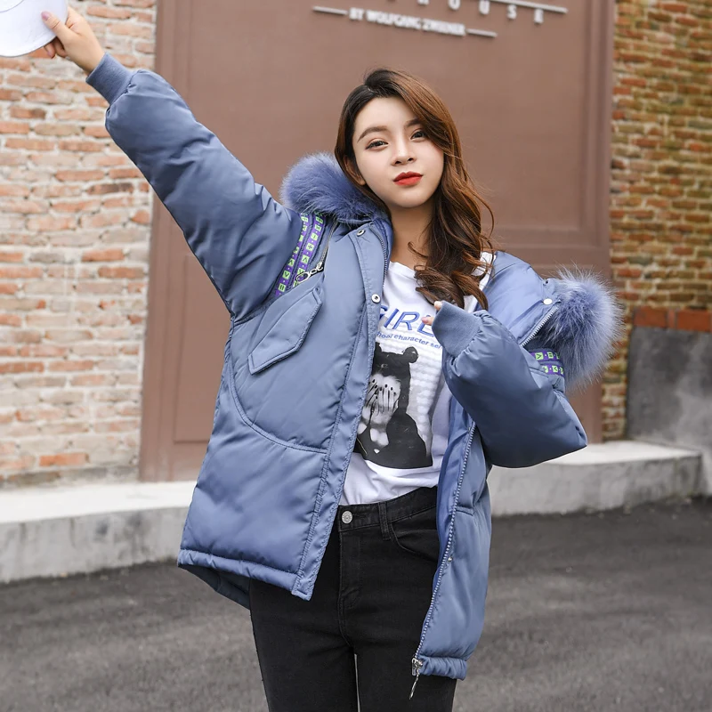 Парки для женщин 2019 зимняя куртка женская повседневная меховая воротник Женская