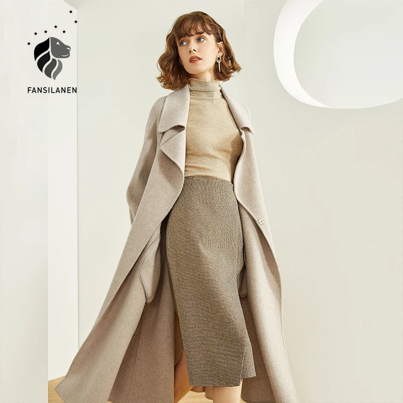 Женская клетчатая юбка-миди fansilавто шерстяная юбка с разрезом карманами поясом и