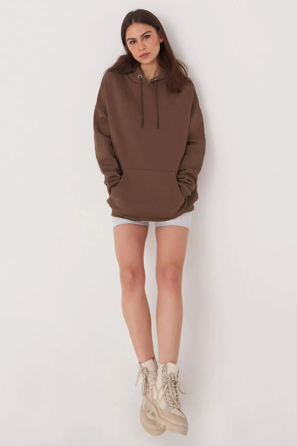 Женская толстовка с капюшоном серого цвета зимние пуловеры Длинные повседневные