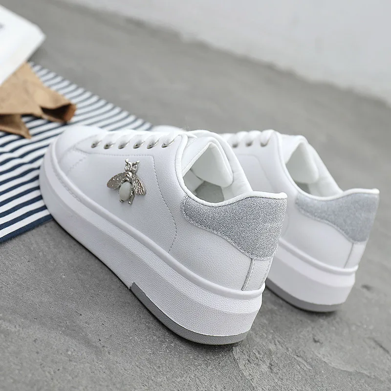 

2021 New Women Sneakers Platform zapatos de mujer Fashion Rhinestone Casual White shoes chaussures femme Lady footware