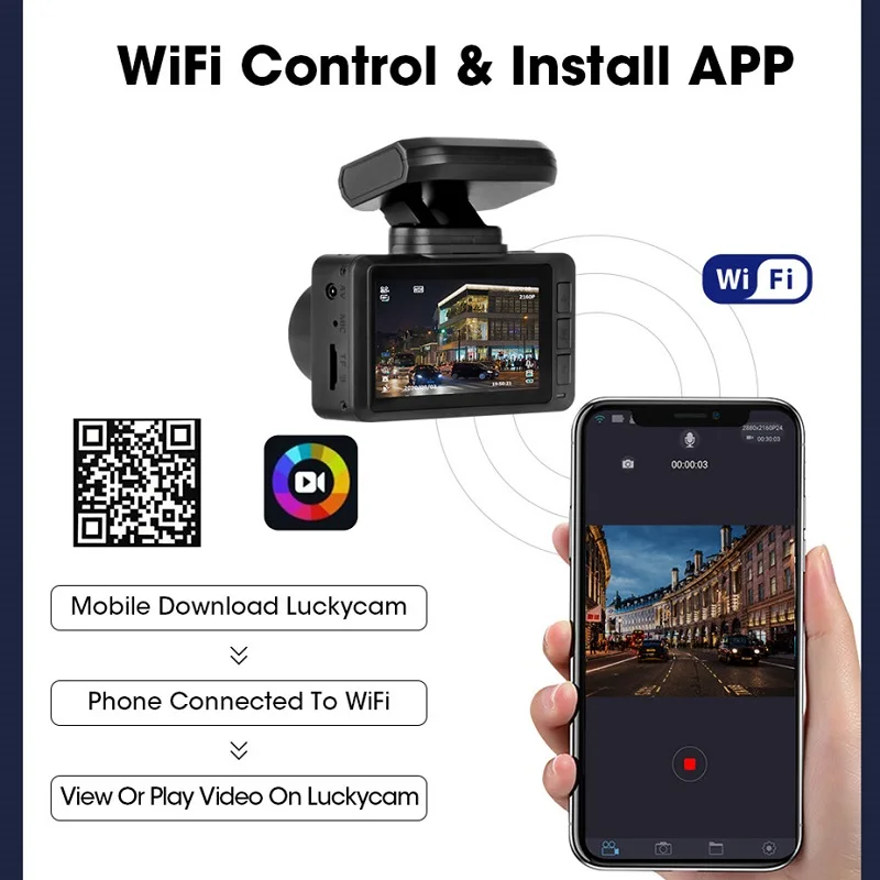 JMCQ 4K Автомобильный видеорегистратор 1296P GPS Pro WiFi приборная панель камера монитор