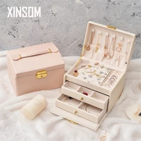 xinsom pu leather jewelry packaging display box high capacity necklace earrings rings bracelets jewelry storage box casket case
