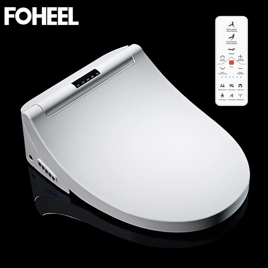 

FOHEEL Electric Bidet Cover Led Light Wc Smart Bidet Heating Sits LCD Intelligent Toilet Seat Elongated F6-4